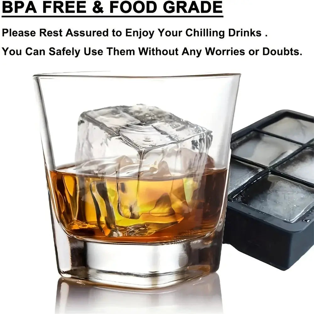 6 Grid Silicone Ice Cube Tray Mold For Freezer DIY Ice Maker For Cocktails And Beverages