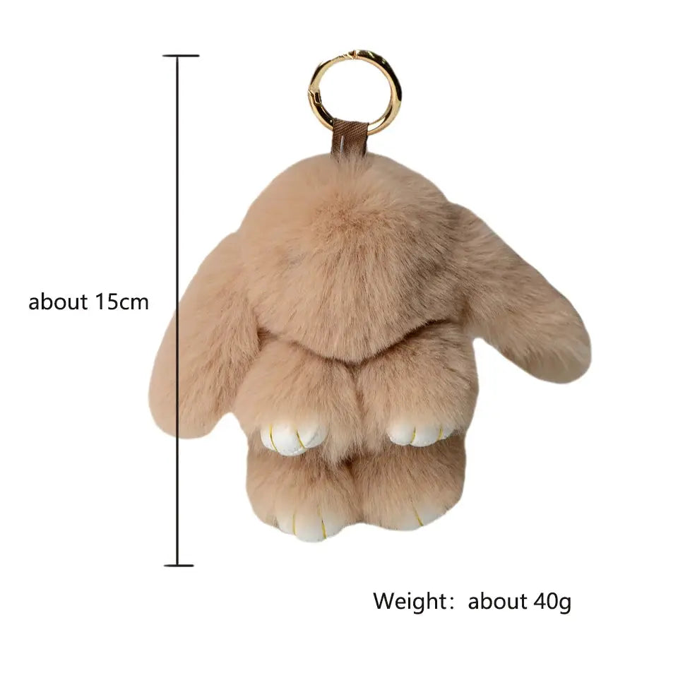 15cm Women's Rabbit Fur Keychain Bag Charm Car Pendant Jewelry Decoration Fashion Accessory