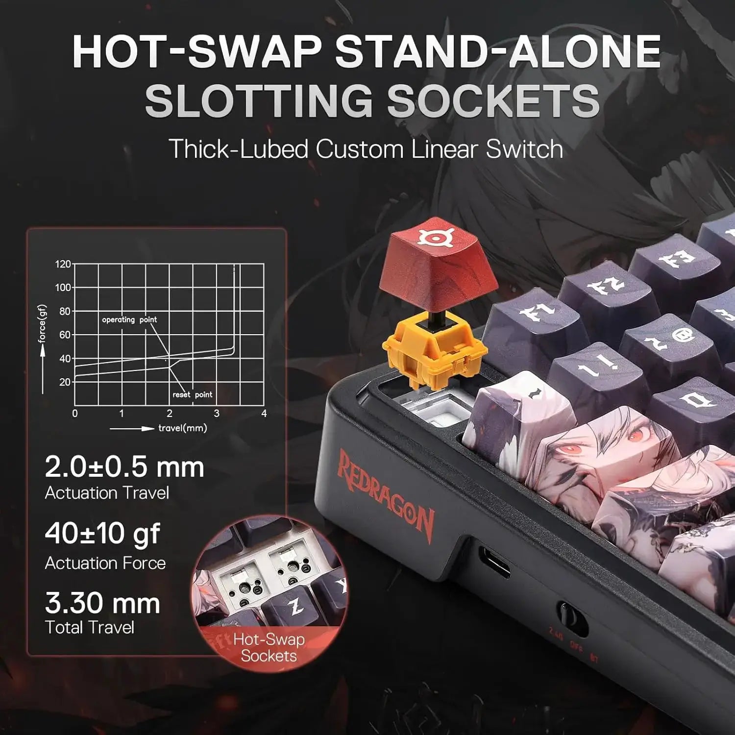 Redragon K719 PRO wireless gasket mechanical keyboard with 95 keys, hot-swap sockets and 1.14in TFT display