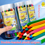 Three packs of double-headed triangle plastic crayons for kids in 12–36 colors by Simples Market