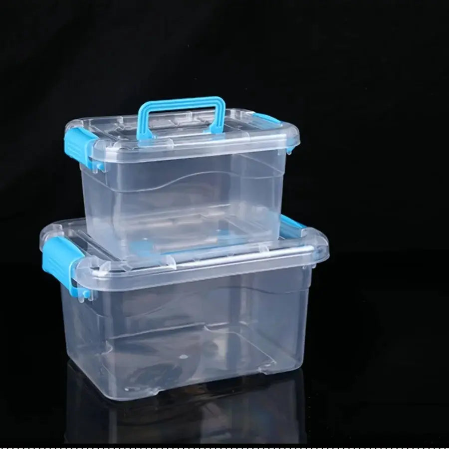 2 Pack Large Clear Plastic Storage Boxes Multifunctional for Desk Clothing and Documents Stackable