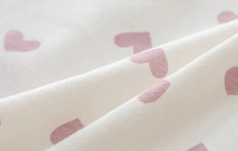White cotton panties with pink heart print, breathable and soft underwear.