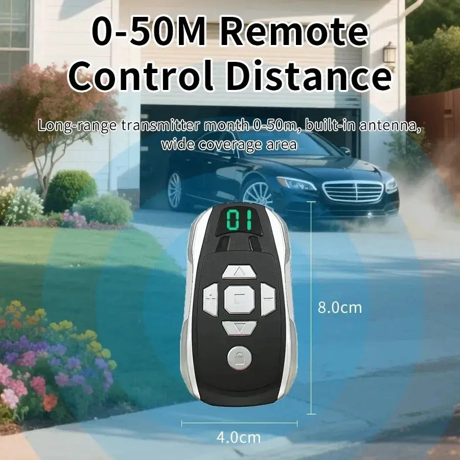 Simples Market 20-channel rechargeable key duplicator remote, black handheld with green display, 300-915MHz