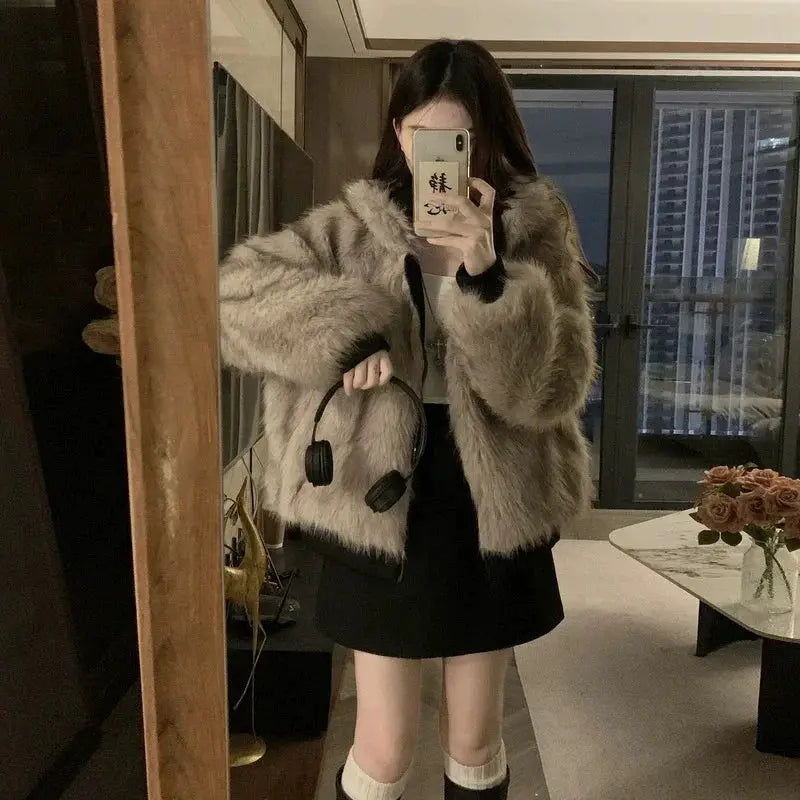 LuxeFur Double Sided Imitation Mink Fur Hooded Coat For Women With Plush Cotton Padding For Warmth