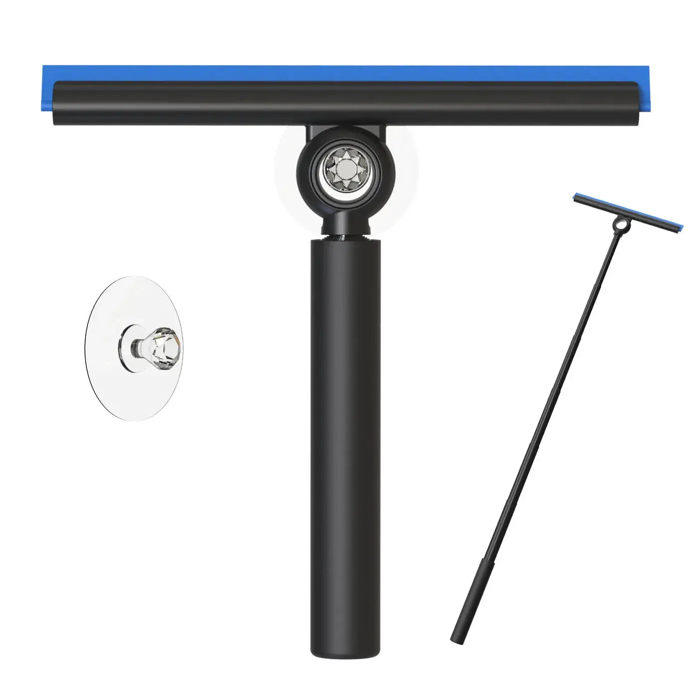 EHOMGUI shower squeegee by Simples Market with telescopic handle for glass doors and mirrors, black finish.