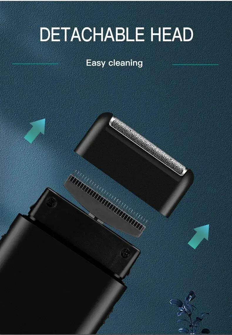 VGR electric shaver with detachable head, black USB-rechargeable beard trimmer
