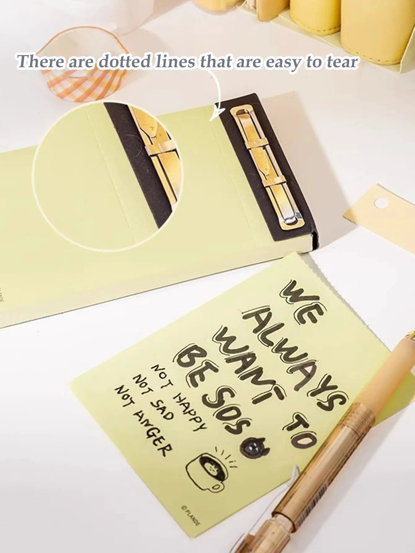 Simples Market Plande notebook, 75-sheet pale yellow pocket notepad with black spine and gold hardware