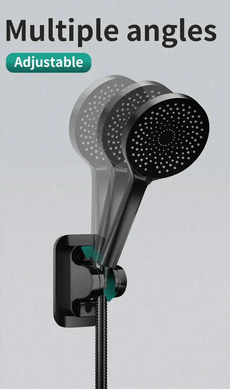 Shower head bracket by Simples Market, adjustable wall-mount with hose, black finish