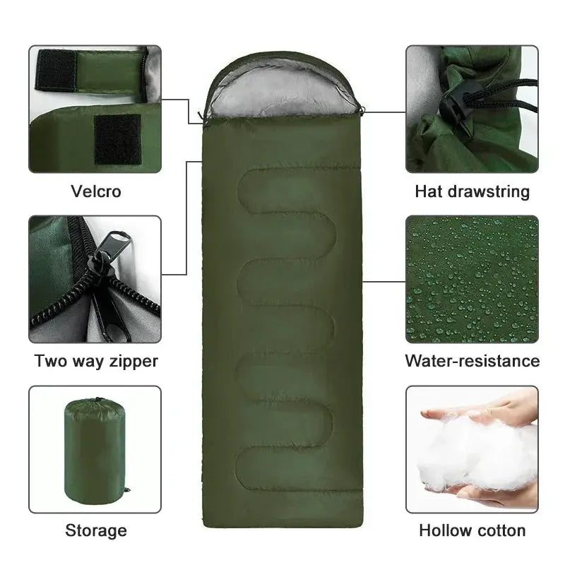 Ultralight Waterproof Four Season Envelope Sleeping Bag For Camping Backpacking Hiking And Outdoor Travel