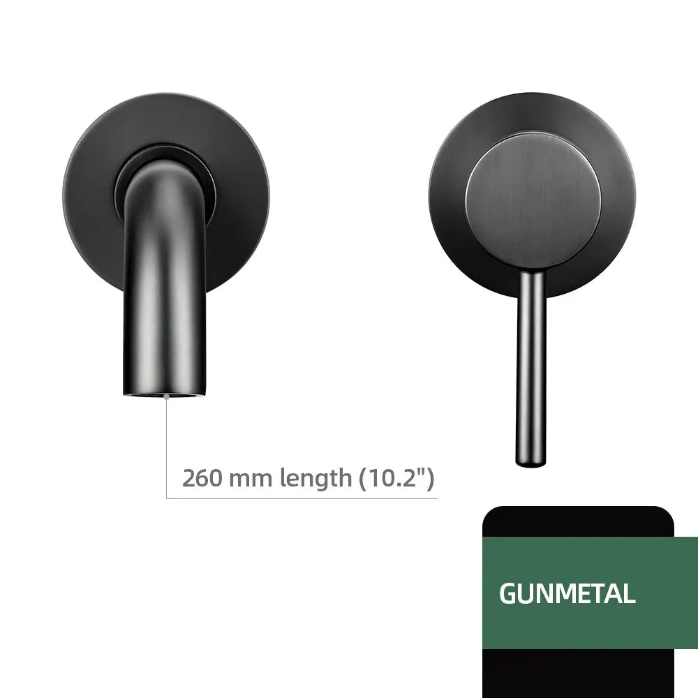 Basin wall-mounted mixer faucet with single lever in gunmetal finish, 260 mm long