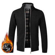 Autumn Winter Warm Cardigan For Men Fleece Full Zip Jacket Slim Fit Luxury Knitted Sweater Coat American Jersey