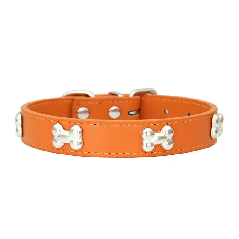 Bone Leather Durable Pet Collar For Dogs And Cats Puppies Pugs Chihuahuas Small And Large