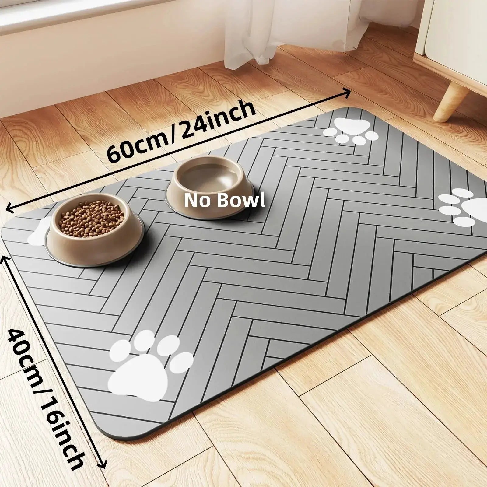 Absorbent Pet Feeding Mat With Waterproof Rubber Backing Non Slip For Dog And Cat Food And Water Bowls Quick Dry