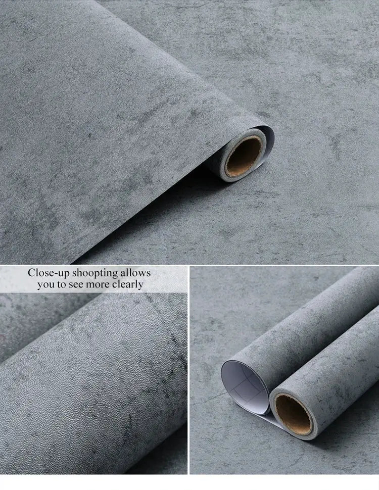 Simples Market 40cm thickened PVC floor sticker roll; self-adhesive, waterproof gray concrete tile design for bathroom/kitchen