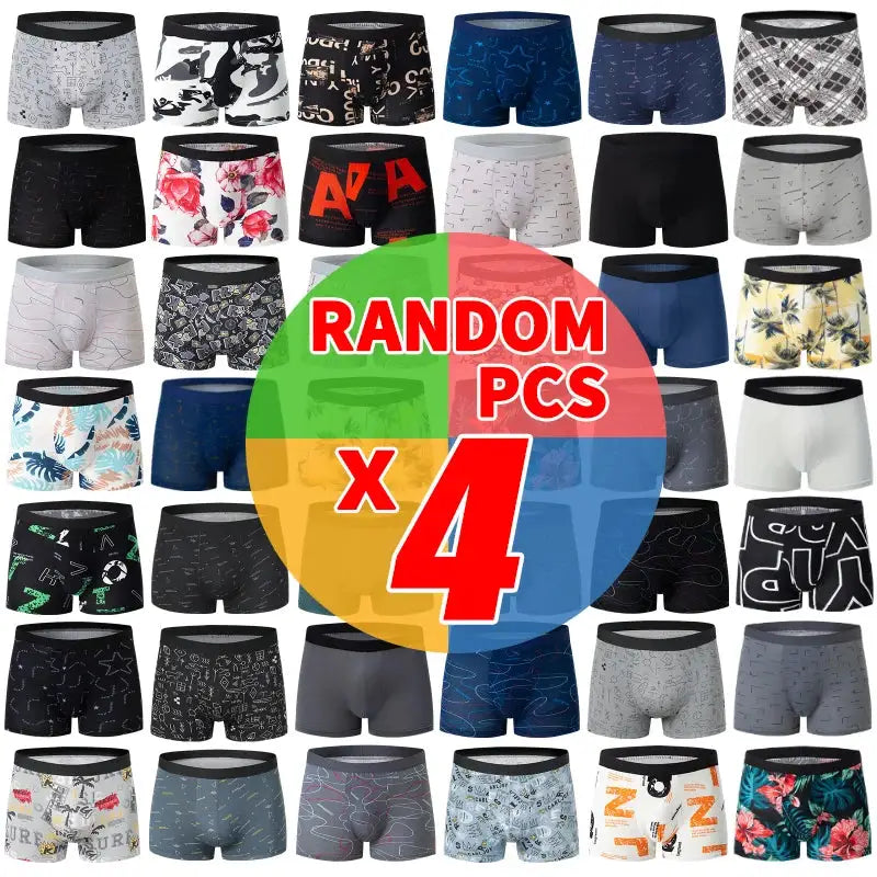 Simples Market men's printed boxer briefs, random 4-pack assortment