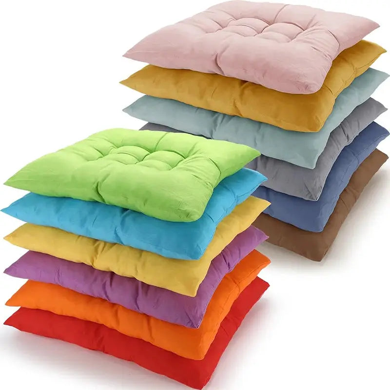 LMETJMA chair pads, 12-pack of tufted, assorted-color cushions with ties for dining chairs