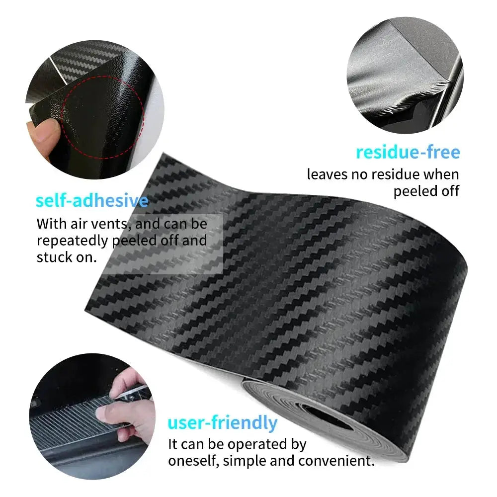 3D carbon fiber car wrap sheet by Simples Market, glossy black vinyl, self-adhesive.