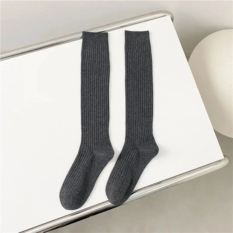 LuxeWeave Women's Knee High Stockings Cotton Blend Comfort For Casual Preppy Style And Everyday Wear