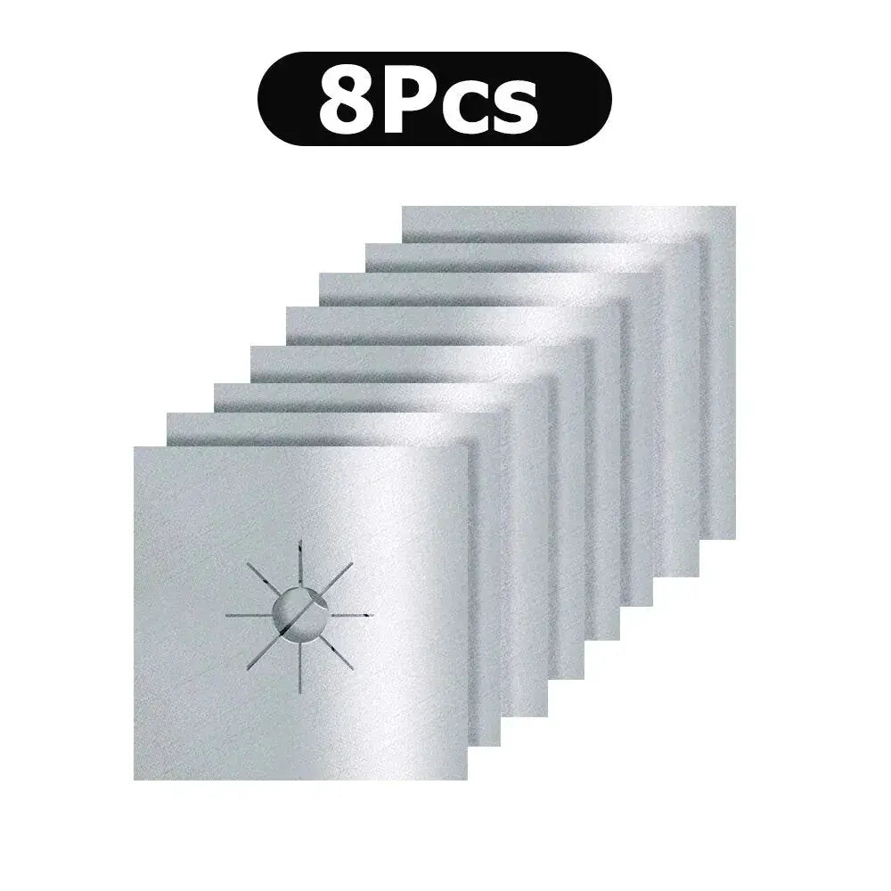 Four Or Eight Piece Gas Stove Protector Cover Set Stovetop Burner Liners Fiberglass Mats For Easy Cleanup