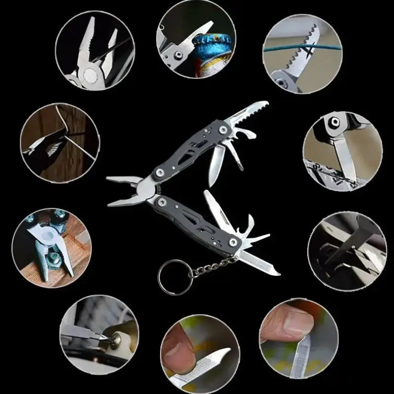 Simples Market outdoor folding multi-tool with pliers and blades in stainless steel with black handle