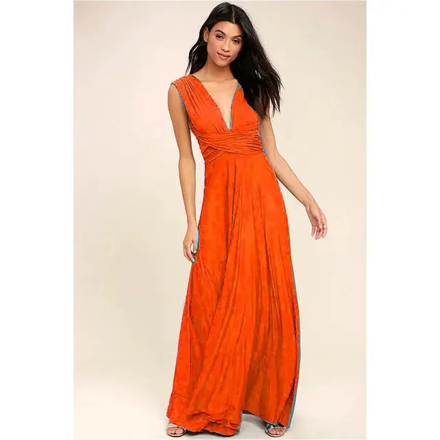 Fashion Multiwear V Neck Maxi Dress With Adjustable Straps For Summer Versatile Long Dress