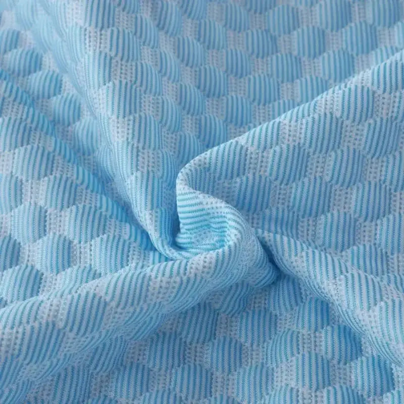 Summer cooling pillowcase in light blue, 48x70cm, solid color with a soft quilted texture