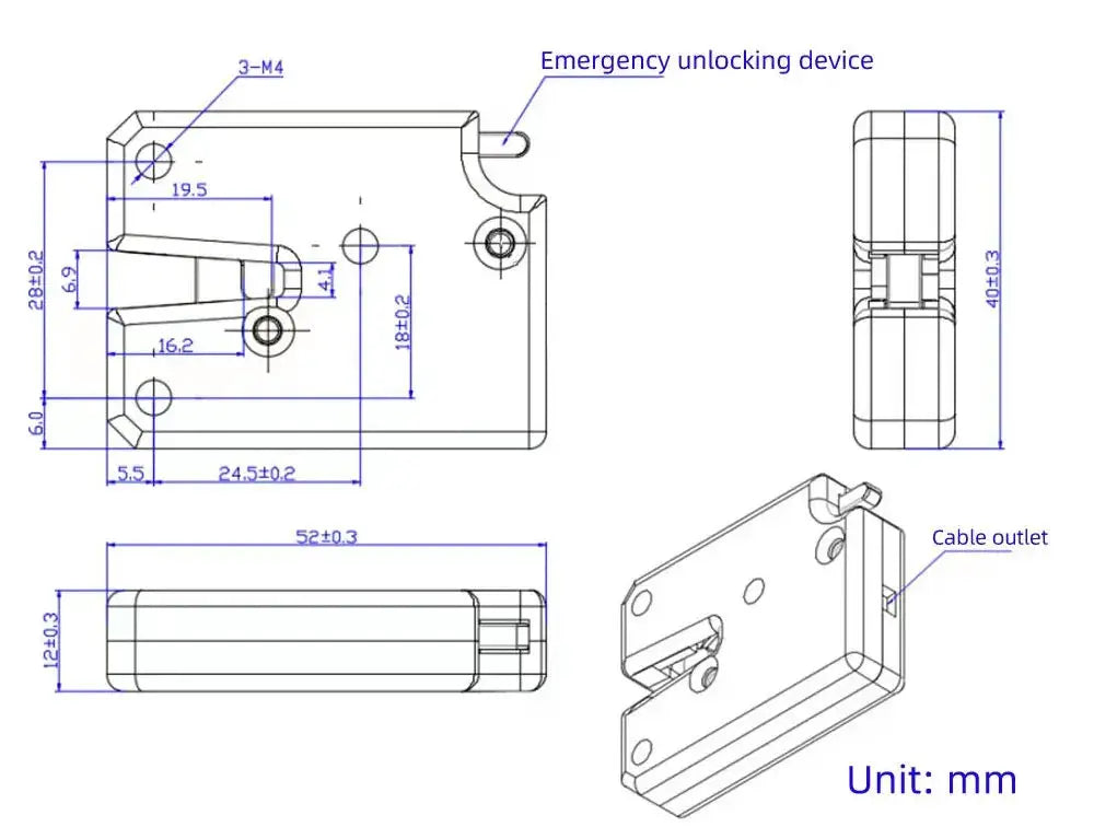 Small electric cabinet lock; Simples Market, plastic titanium body, DC 3V/5V/12V, 5-piece set