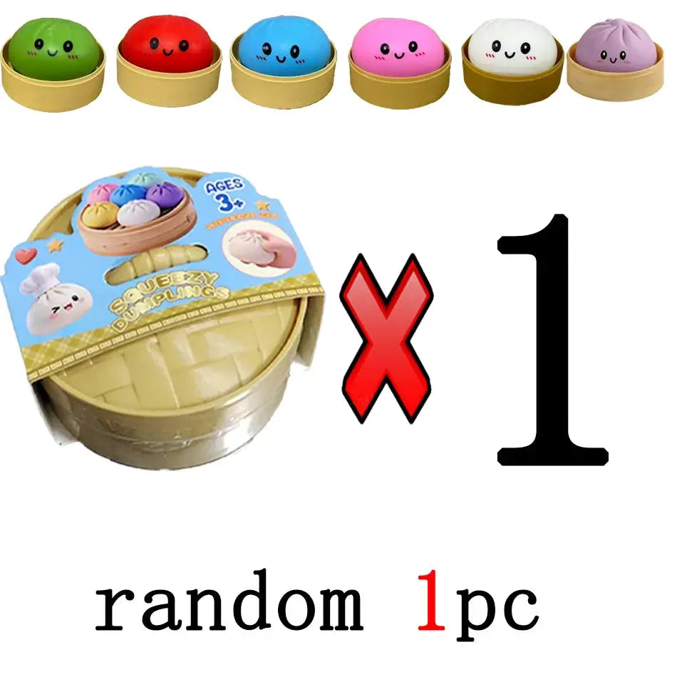 Dumpling Squishies Cute Colorful Bun Toy Slow Rising Stress Relief Fidget for Kids and Adults Anti Anxiety Gift