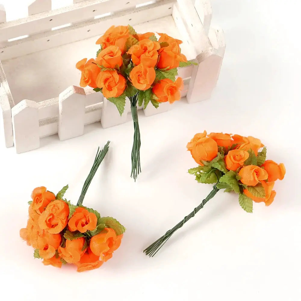 12 Pieces Mini Artificial Rose Bouquet Silk Roses for Home Decor and Wedding Decor Craft Wreath Gift