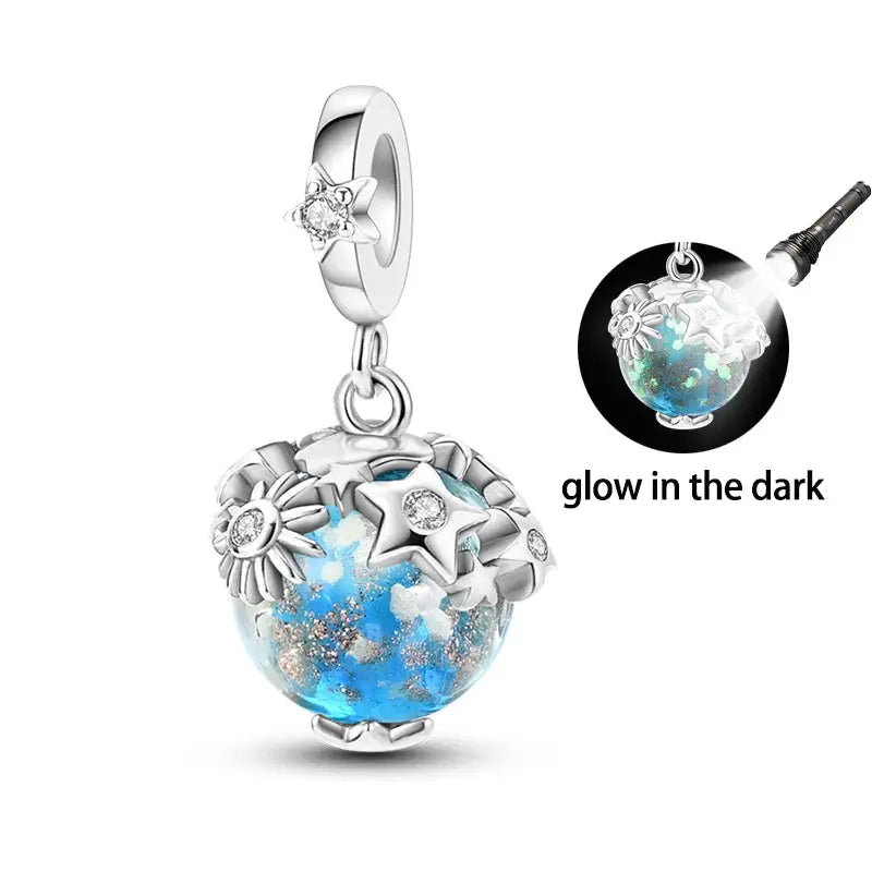 S925 Silver Plated Devil's Eye Guardian Palm Safety Chain Charm Pendant For Bracelets DIY Gift