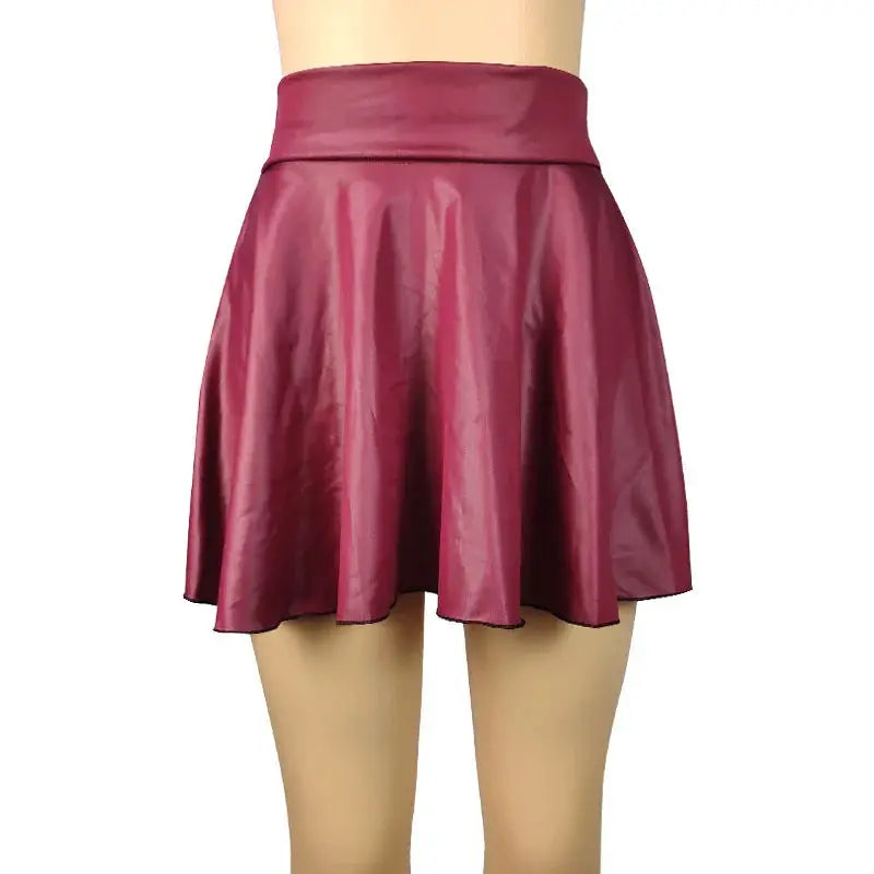 High Waist Faux Leather Textured A Line Mini Skirt For Women Slim Fit Versatile Fashion