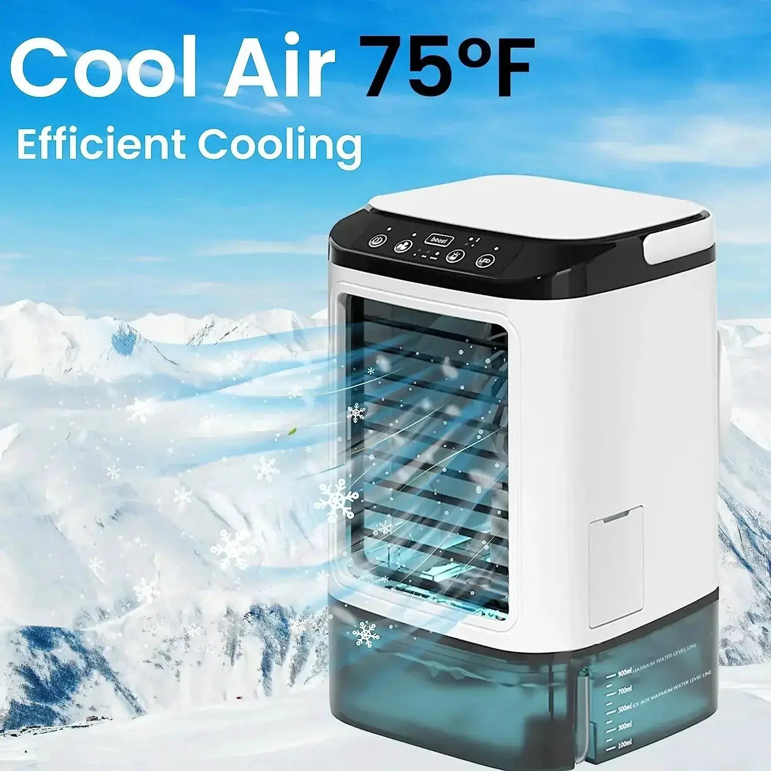 HOMEFISH small desktop humidifier, white unit with black control panel and USB-powered design.