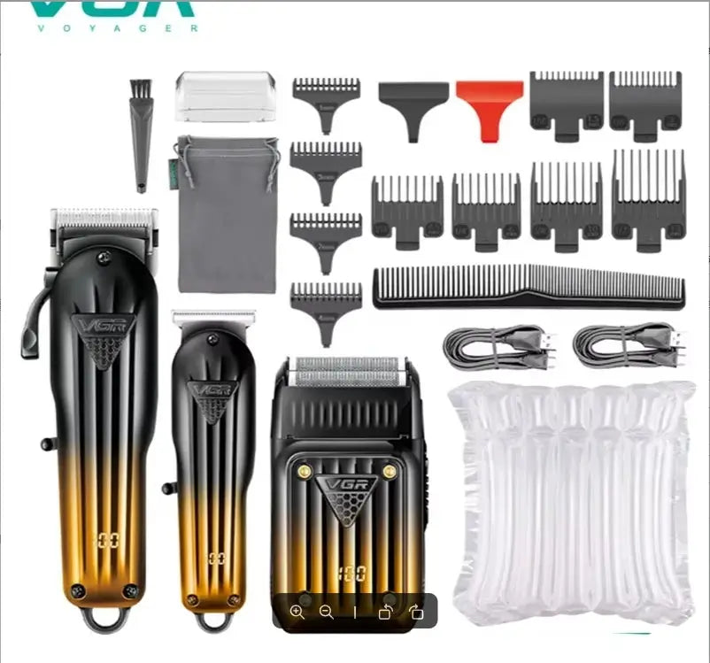 VGR 644 gradient hair cutting multi-piece kit by Simples Market with cordless trimmer, clipper, attachments, and bag.
