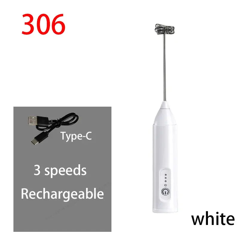 Wireless Electric Milk Frother And Egg Beater Type C Charging 3 Speeds Mini Handheld Foam Maker For Coffee