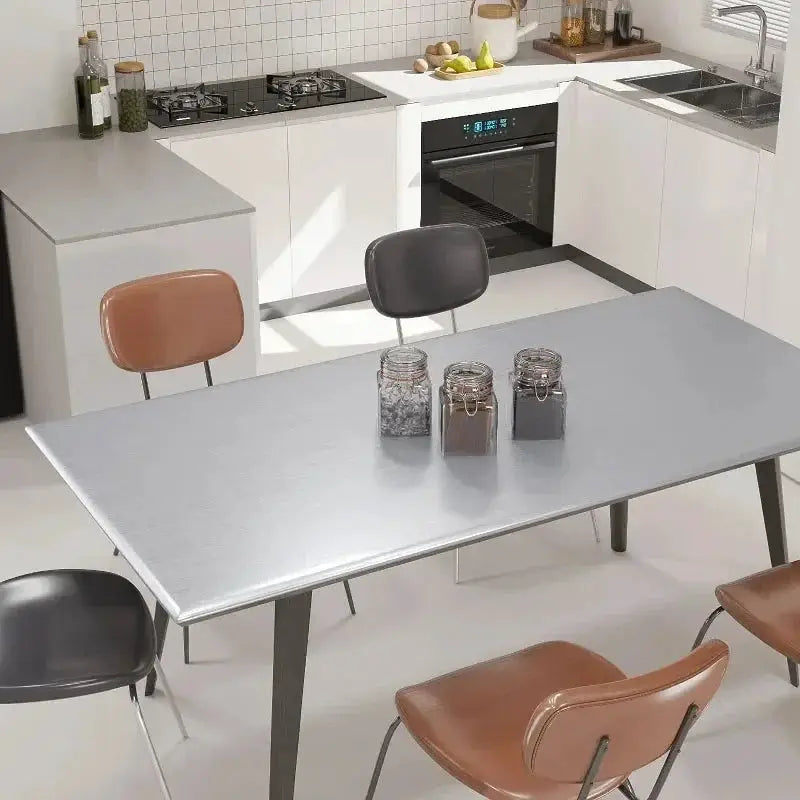 40cm Brushed Silver Stainless Steel Effect Wall Sticker for Kitchen Living Room Fridge Countertop Adhesive Wallpaper