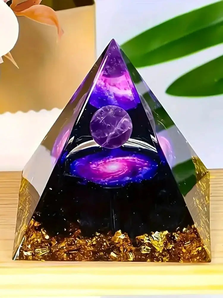 Amethyst Crystal Ball Pyramid Home Decor For Stress Relief And Wealth Attraction