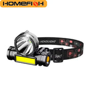HOMEFISH USB Rechargeable LED Headlamp Waterproof Head Light For Camping And Outdoor Use
