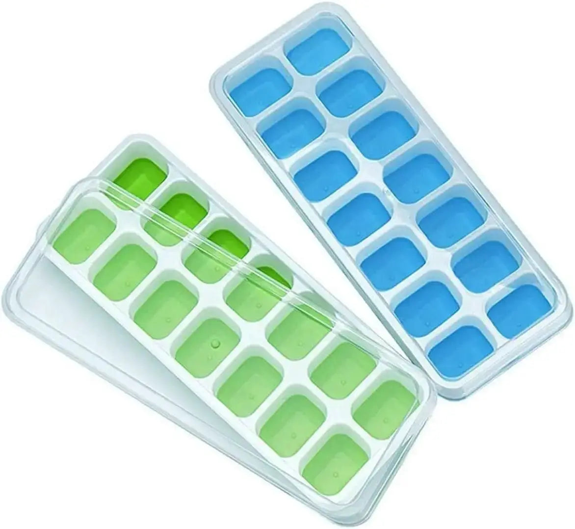 Silicone Ice Cube Tray With Lid Square 14 Cube Easy Release Ice Cube Molds For Summer Cocktails