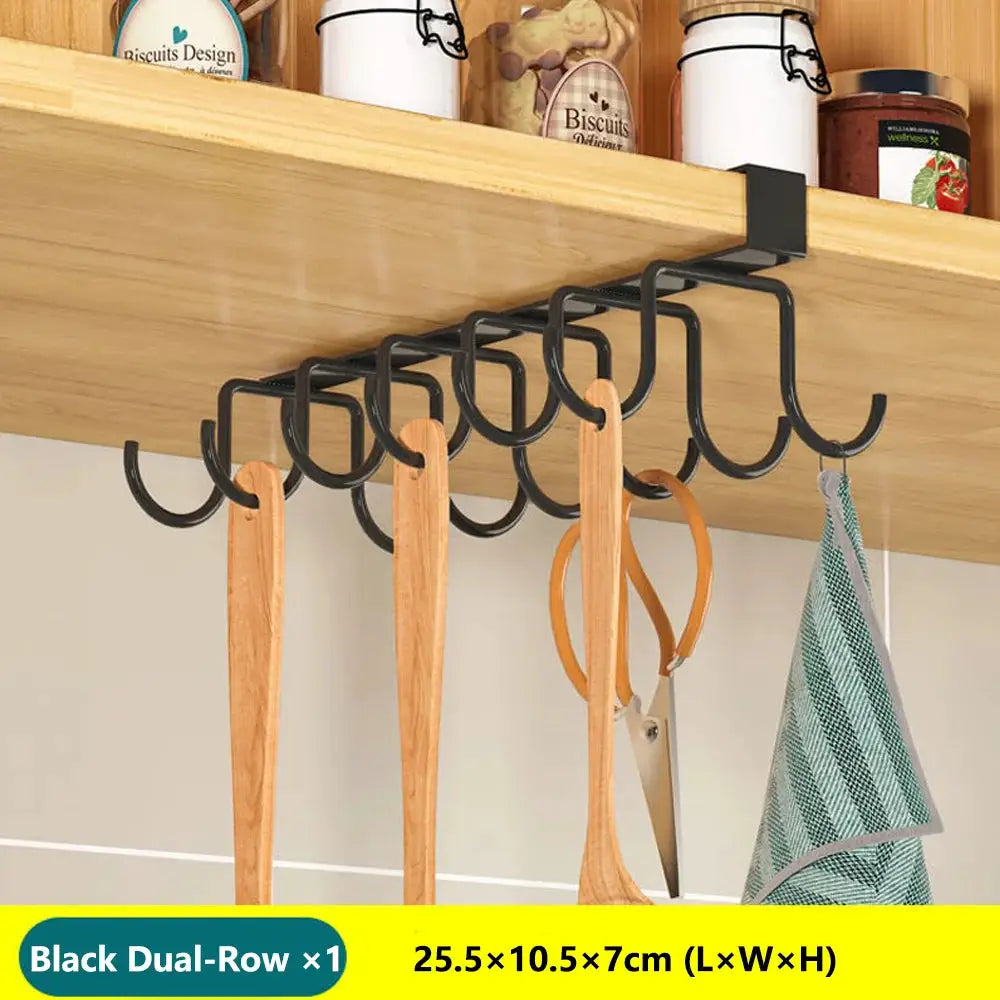 KitchenZen Under Cabinet Hanging Organizer Rack For Kitchen Storage Ideal For Cutting Boards Paper Towels Rags And More