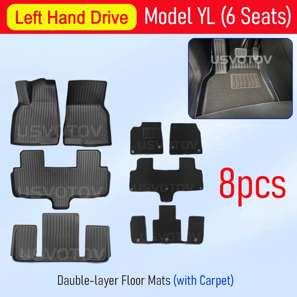 USVOTOV 8-piece all-weather floor mats set for 2026 Tesla Model Y Left-Hand Drive by Simples Market