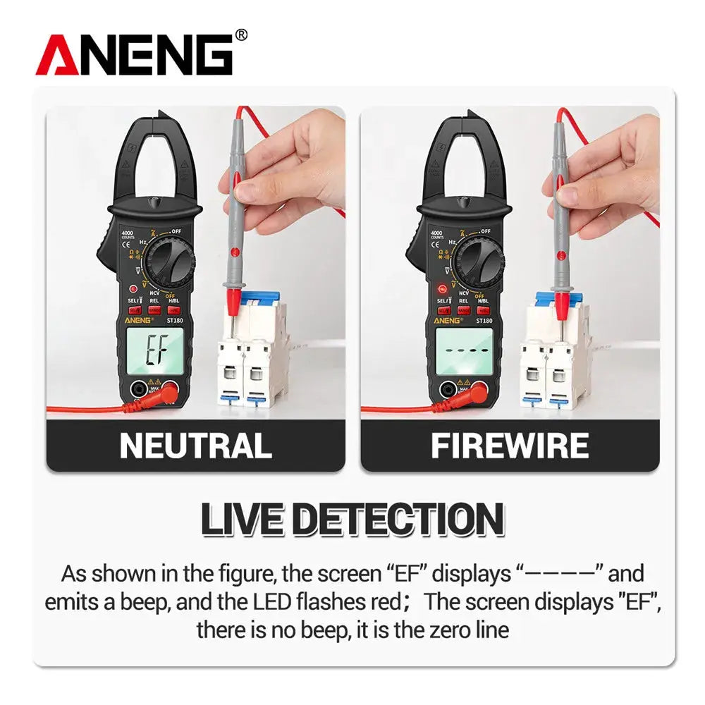 ANENG ST180 AC Current Clamp Meter Digital 4000 Counts Multimeter Capacitance NCV Ohm Ammeter Voltage Tester Car Amp