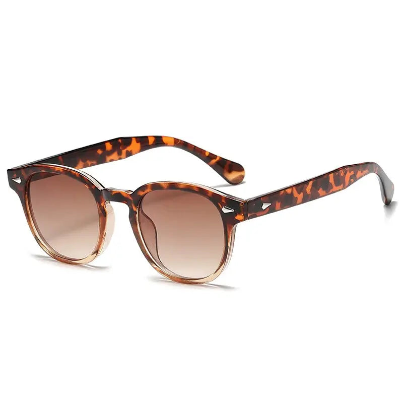 JNPCXI Retro Round Sunglasses With UV400 Protection Rivet Leopard Pattern Unisex Eyewear