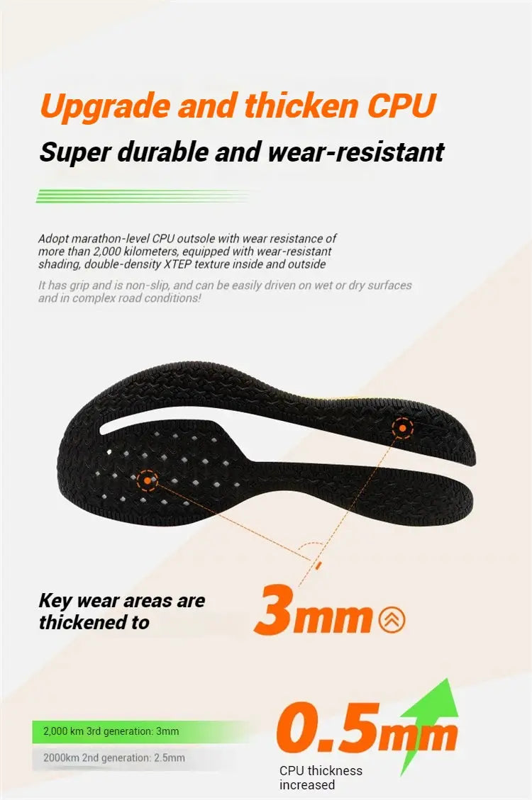 Xtep 2000km 3.0 men's running shoes, black lightweight sneakers with cushioning, Simples Market