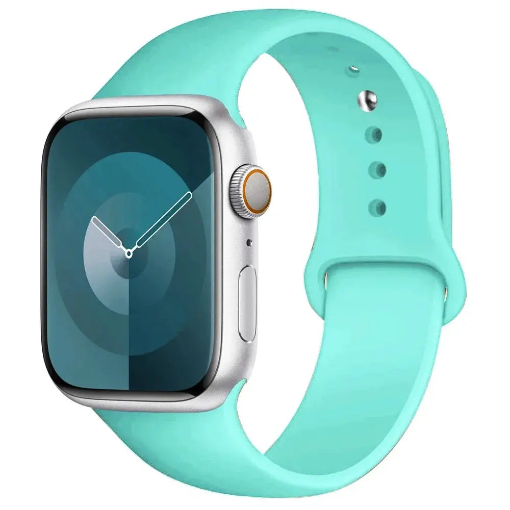 Simples Market turquoise silicone Apple Watch band for 38-49mm cases, compatible with Series 8/7/6/5/4/3/SE/Ultra/9/2