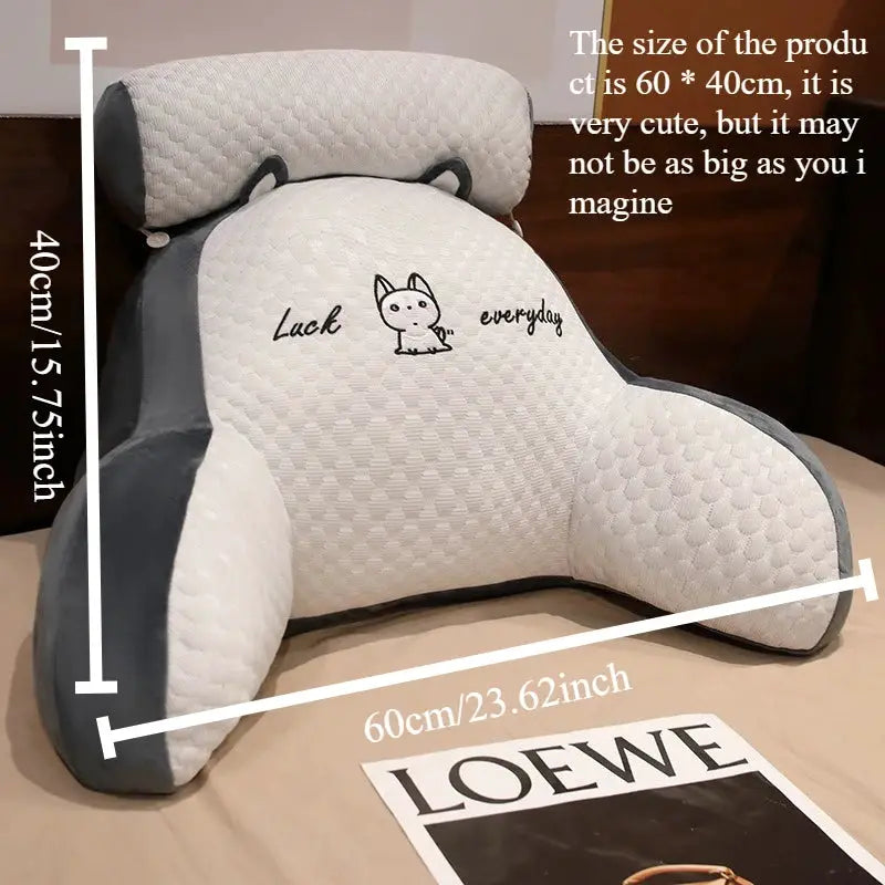 Adjustable reading pillow by Simples Market, gray quilted ergonomic back support cushion