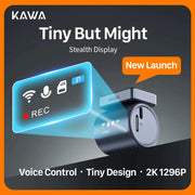 KAWA dash cam Tiny But Might with voice control, black compact car DVR, 2K 1296P, wifi