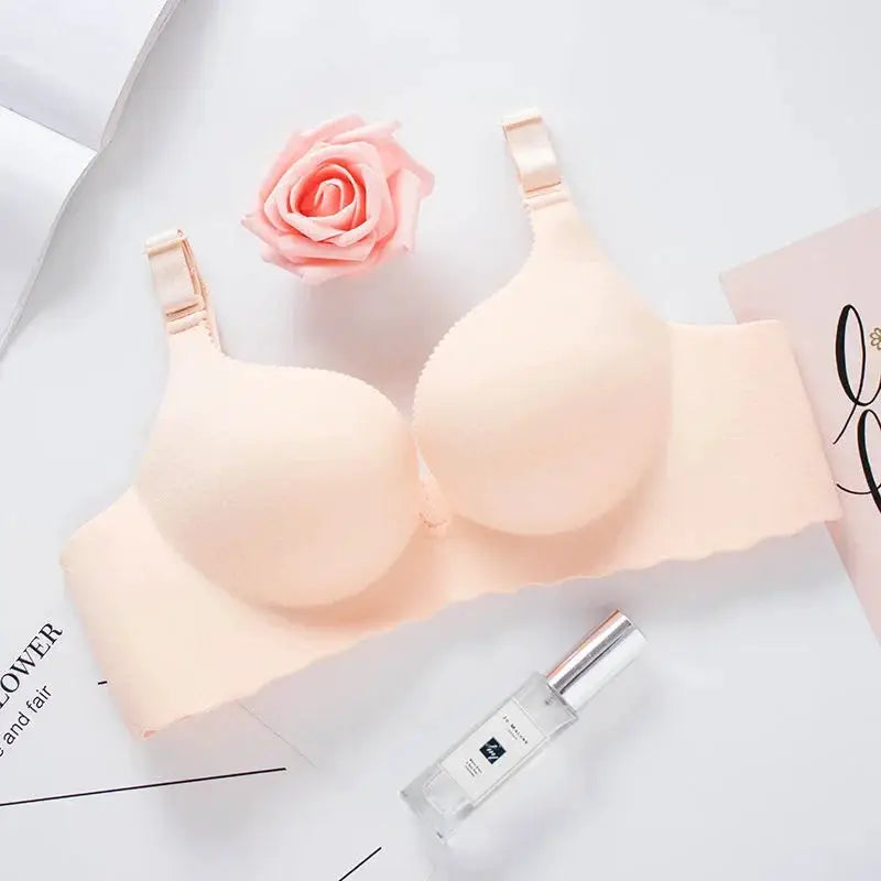 Extreme Push-Up Bra in peach beige with wireless double cups and soft fabric, adjustable straps