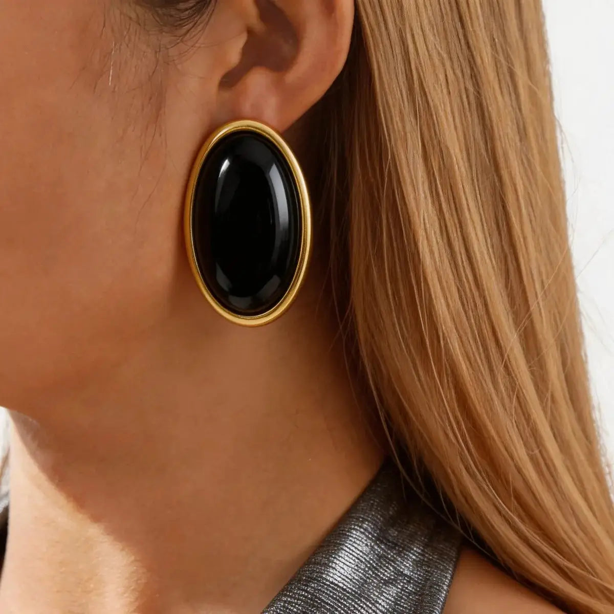 Large Vintage Oval Resin Stud Earrings For Women Glossy Statement Jewelry Rock Chic Party Daily M1