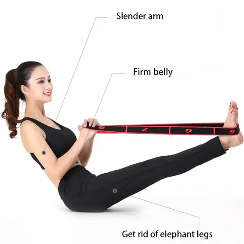 8 Section Dance Resistance Band For Yoga Pilates Fitness With Adjustable Elasticity And Tension Belt