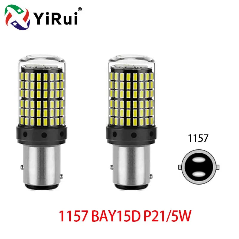 YiRui 2 Pack 12V To 48V LED Bulbs 144 SMD For Reverse Turn Signal Brake Lights BA15S BAY15D P21W 1157 W21W